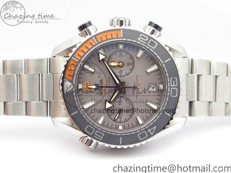 0227 Planet Ocean Master Chrono SS OM 1:1 Best Edition Gray Dial On SS Bracelet A9900 V Efficient 8116